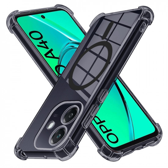 Techsuit  Shockproof Clear Silicone MagSafe  Oppo A40 4G  Smoke Black
