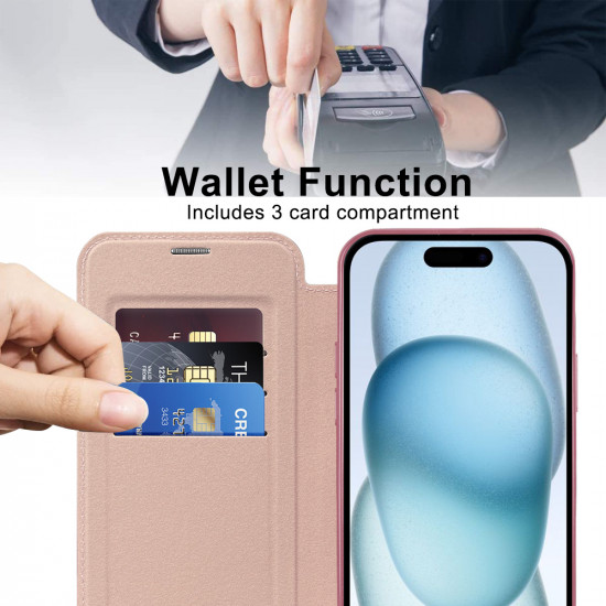 Techsuit SmartMag Book Case iPhone 15 Pink Techsuit SmartMag Book Case iPhone 15 Pink