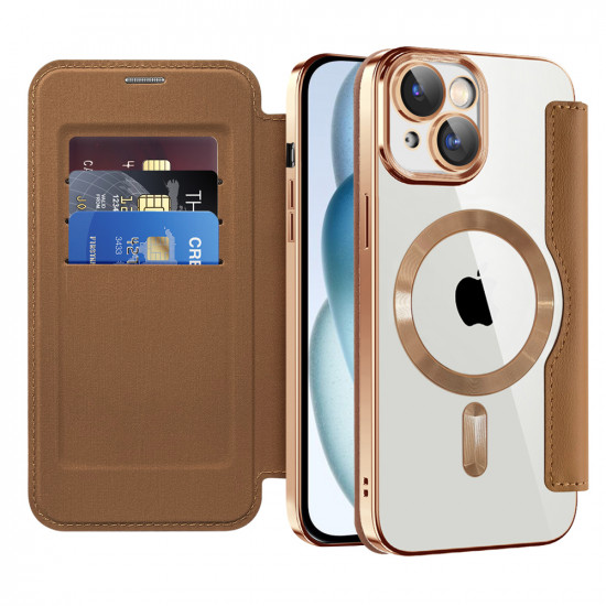 Techsuit SmartMag Book Case iPhone 15 Brown Techsuit SmartMag Book Case iPhone 15 Brown