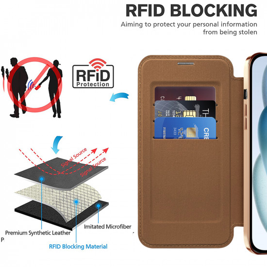 Techsuit SmartMag Book Case iPhone 15 Brown Techsuit SmartMag Book Case iPhone 15 Brown