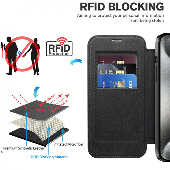 Techsuit  SmartMag Book Case  iPhone 15 Pro  Black