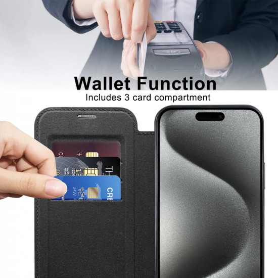 Techsuit  SmartMag Book Case  iPhone 15 Pro  Black