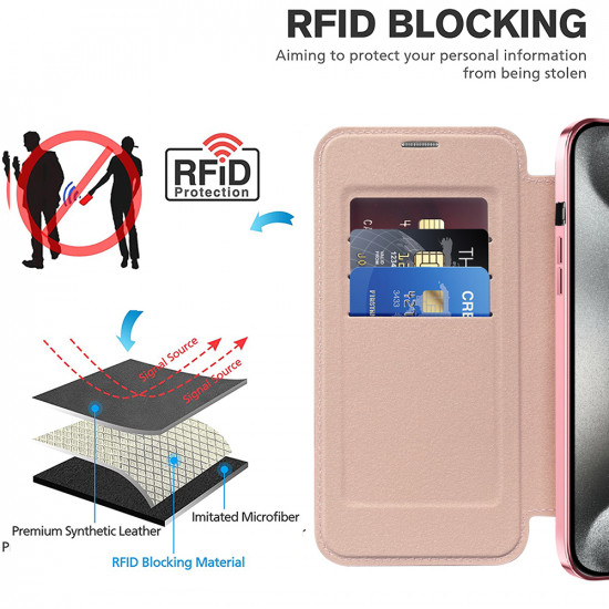 Techsuit  SmartMag Book Case  iPhone 15 Pro  Pink