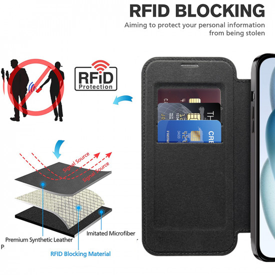 Techsuit  SmartMag Book Case  iPhone 15 Plus  Black