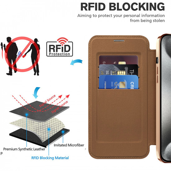 Techsuit  SmartMag Book Case  iPhone 15 Pro Max  Brown