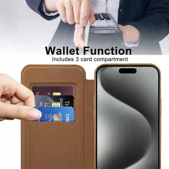 Techsuit  SmartMag Book Case  iPhone 15 Pro Max  Brown