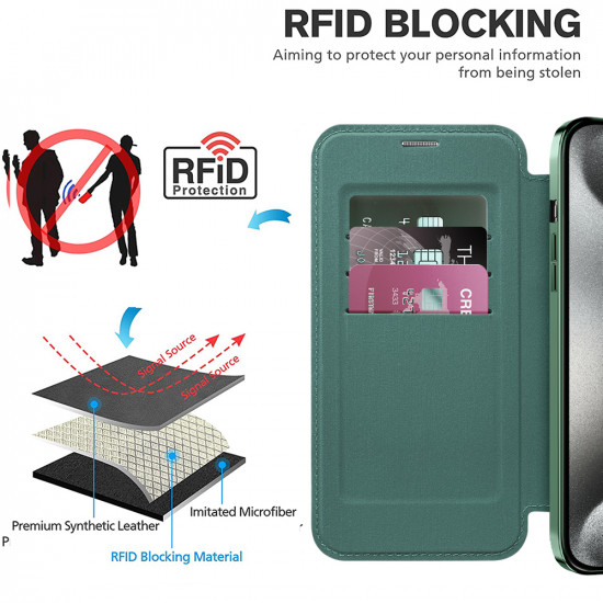 Techsuit  SmartMag Book Case  iPhone 15 Pro Max  Green