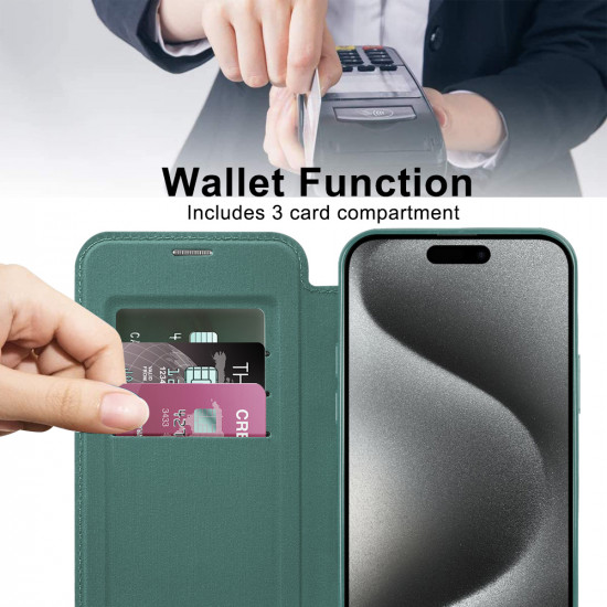 Techsuit  SmartMag Book Case  iPhone 15 Pro Max  Green