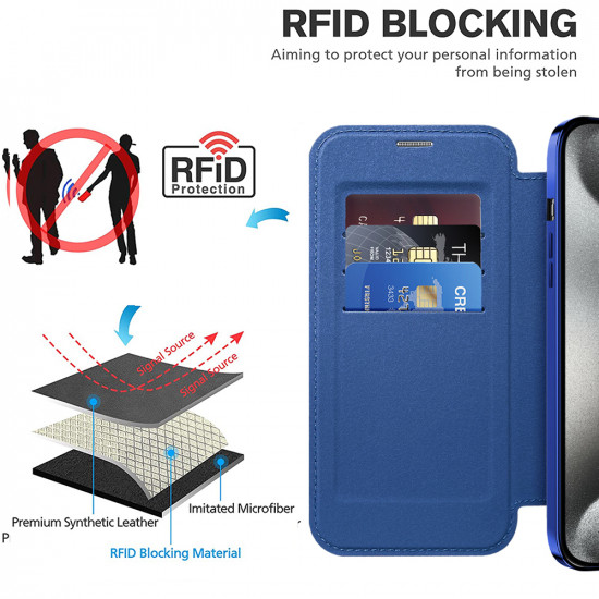 Techsuit  SmartMag Book Case  iPhone 15 Pro Max  Blue