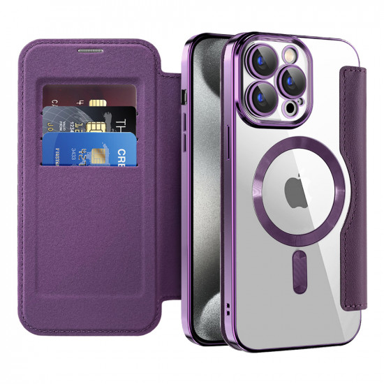 Techsuit SmartMag Book Case iPhone 15 Pro Max Purple Techsuit SmartMag Book Case iPhone 15 Pro Max Purple