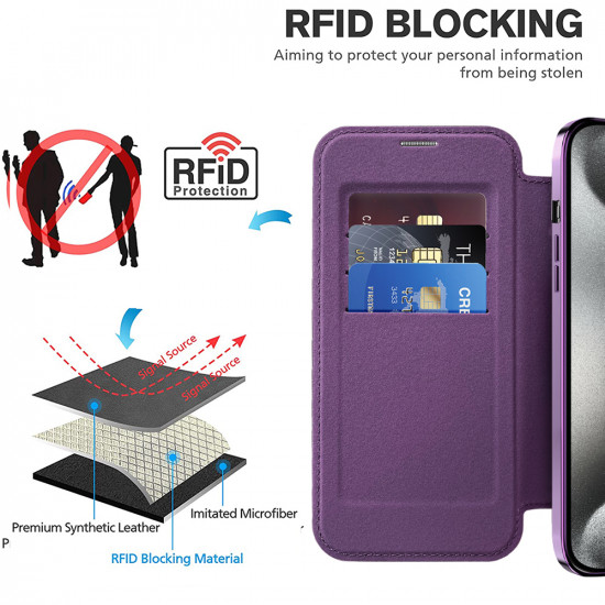 Techsuit SmartMag Book Case iPhone 15 Pro Max Purple Techsuit SmartMag Book Case iPhone 15 Pro Max Purple