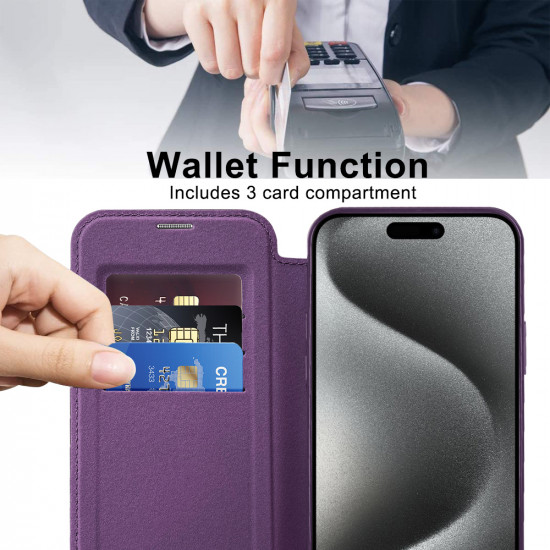 Techsuit SmartMag Book Case iPhone 15 Pro Max Purple Techsuit SmartMag Book Case iPhone 15 Pro Max Purple