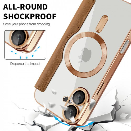 Techsuit  SmartMag Book Case  iPhone 16 Plus  Brown