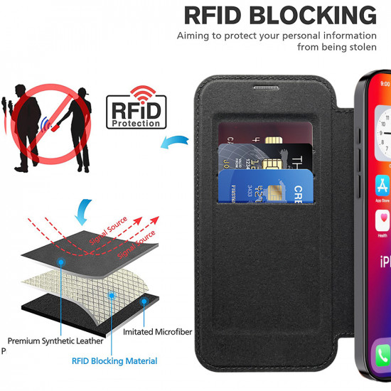 Techsuit  SmartMag Book Case  iPhone 16 Pro Max  Black