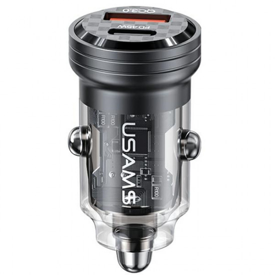USAMS Car Charger C35 USB+USB-C 45W Fast Charge black CC175CC01 (US-CC175)