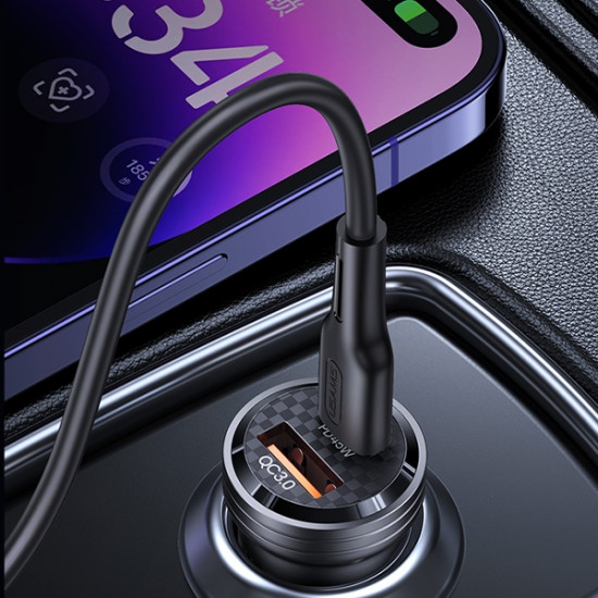 USAMS Car Charger C35 USB+USB-C 45W Fast Charge black CC175CC01 (US-CC175)