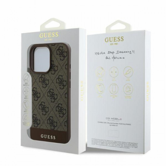 Guess GUHCP16XG4GLBR iPhone 16 Pro Max 6.9" brown hardcase 4G Bottom Stripe