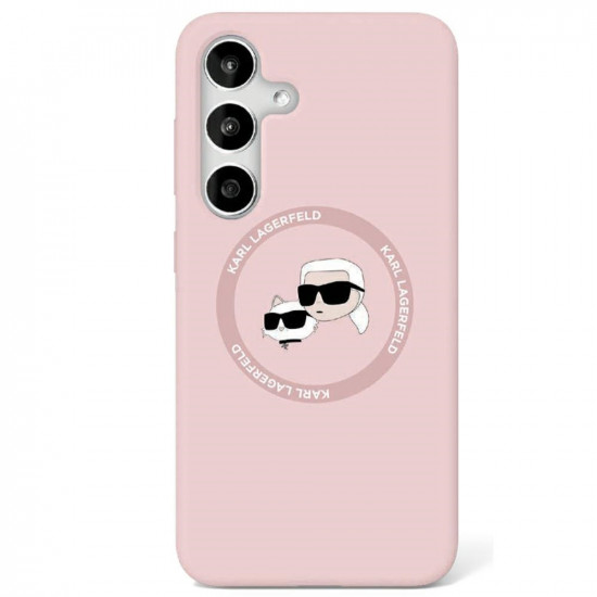 Karl Lagerfeld Silicone Double Heads And Circle MagSafe Case Samsung Galaxy S25 Pink