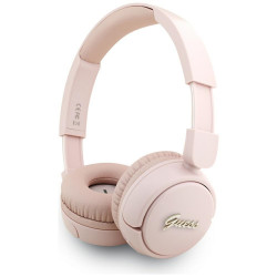 Headphones Guess Bluetooth 5.3 Metal Logo Script pink