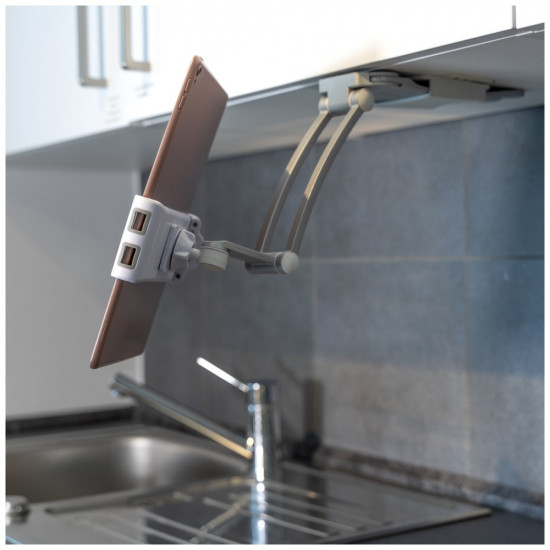 Kitchen holder 4smarts ErgoFix H7 for tablets and smartphones, silver Kitchen holder 4smarts ErgoFix H7 for tablets and smartphones, silver