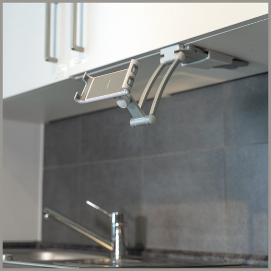 Kitchen holder 4smarts ErgoFix H7 for tablets and smartphones, silver Kitchen holder 4smarts ErgoFix H7 for tablets and smartphones, silver