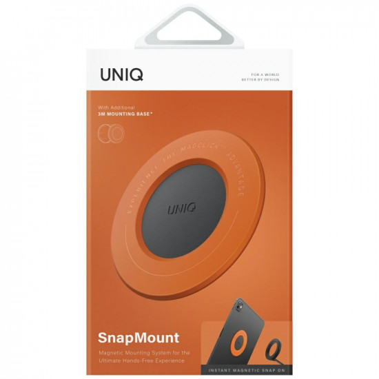 Magnetic holder UNIQ SnapMount self-adhesive orange/charcoal