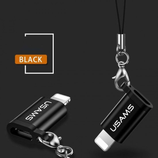 USAMS microUSB-to-lightning adapter with lanyard black/black SJ152ML01 (US-SJ152)