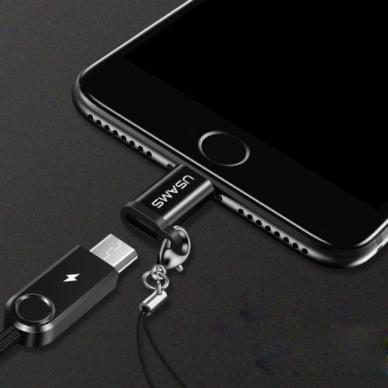 USAMS microUSB-to-lightning adapter with lanyard black/black SJ152ML01 (US-SJ152)