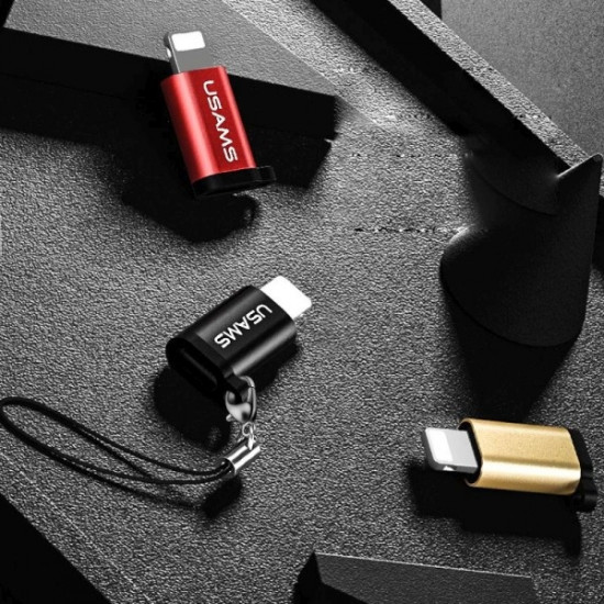 USAMS microUSB-to-lightning adapter with lanyard black/black SJ152ML01 (US-SJ152)
