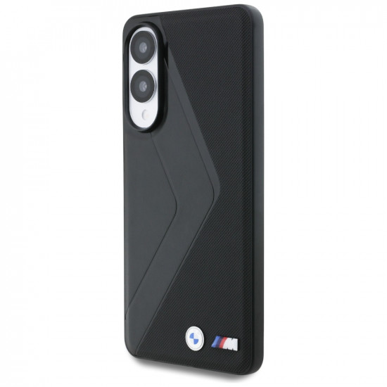 Case BMW Leather Oversized Stripes MagSafe for Samsung Galaxy S25 Edge black