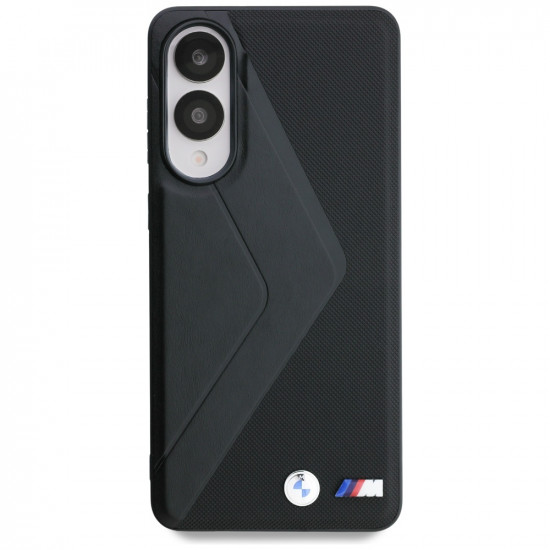 Case BMW Leather Oversized Stripes MagSafe for Samsung Galaxy S25 Edge black