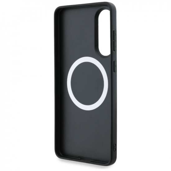 Case BMW Leather Oversized Stripes MagSafe for Samsung Galaxy S25 Edge black