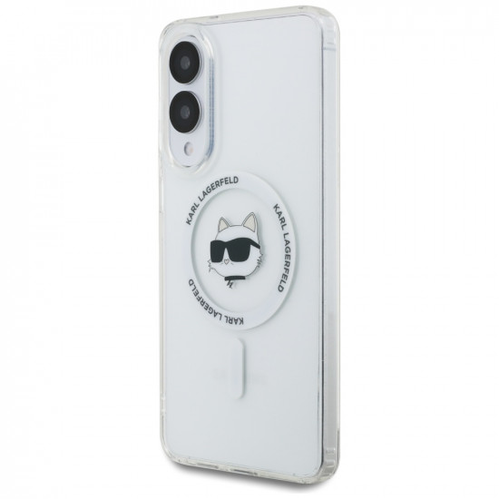 Case Karl Lagerfeld Button Choupette Head Printed Logo MagSafe for Samsung Galaxy S25 Edge white