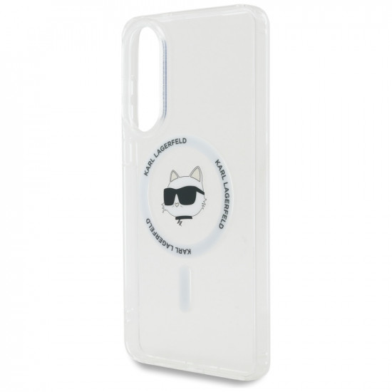 Case Karl Lagerfeld Button Choupette Head Printed Logo MagSafe for Samsung Galaxy S25 Edge white