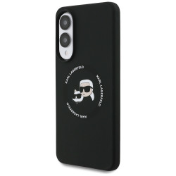 Case Karl Lagerfeld Silicone Double Heads And Circle MagSafe for Samsung Galaxy S25 Edge black