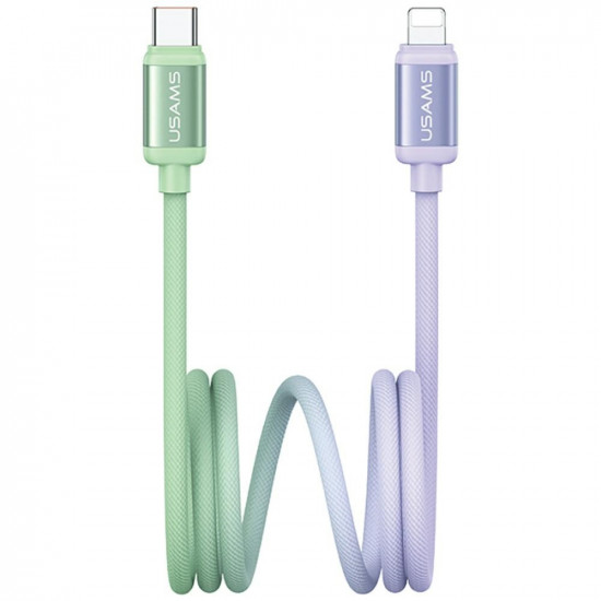 Cable USAMS Bicolor Series SJ757 PD 30W USB-C/Lightning 1.2m green and purple