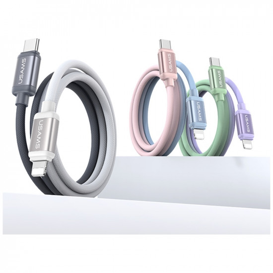 Cable USAMS Bicolor Series SJ757 PD 30W USB-C/Lightning 1.2m green and purple
