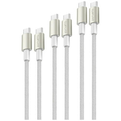 USB-C to USB-C Cable 4smarts PremiumCord 60W SET 3 pcs 0.5M + 1.5M + 3M white/silver