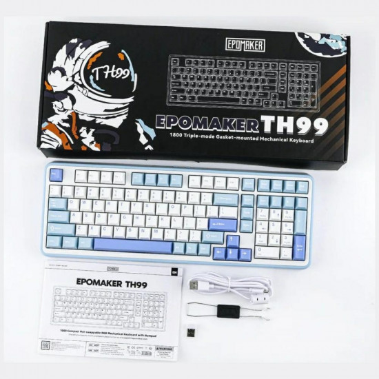 Mechanical keyboard Epomaker TH99 Creamy Jade Switch white-blue