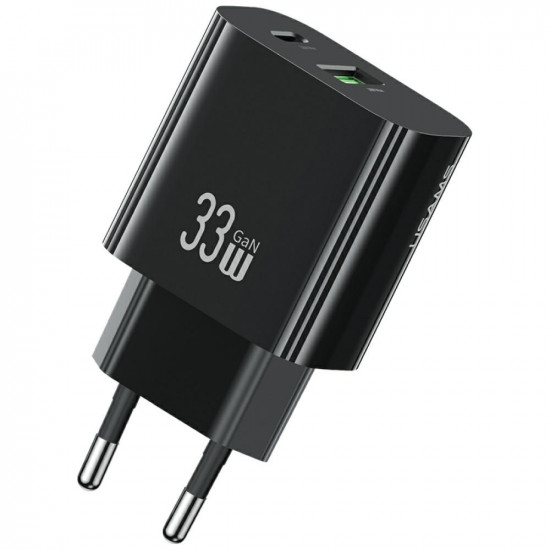 Wall Charger USAMS CC317 T65 33W 1xUSB-C 1xUSB-A Fast Charging black Wall Charger USAMS CC317 T65 33W 1xUSB-C 1xUSB-A Fast Charging black