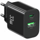 Wall Charger USAMS CC317 T65 33W 1xUSB-C 1xUSB-A Fast Charging black Wall Charger USAMS CC317 T65 33W 1xUSB-C 1xUSB-A Fast Charging black