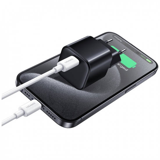 Wall Charger USAMS JO Series CC262 30W USB-C + 1m USB-C/Lightning Cable White