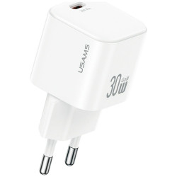 Wall Charger USAMS JO Series CC262 30W USB-C + 1m USB-C/USB-C White