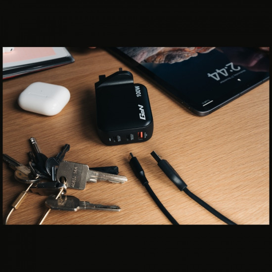 Wall Charger Verbatim Mini GaN 100W 2xUSB-C PD/1x USB-A QC black 32230
