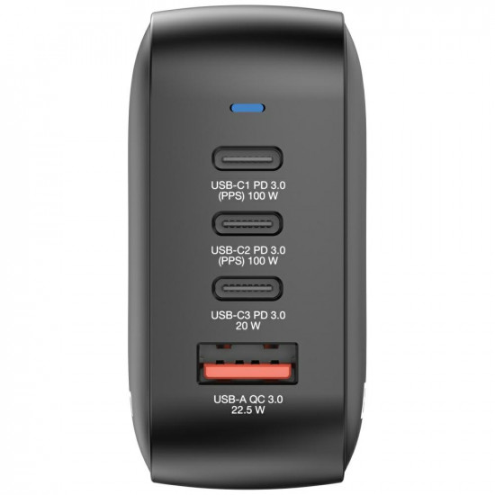 Wall Charger Verbatim Mini GaN 100W 3xUSB-C PD/1x USB-A QC black 32231
