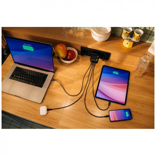 Wall Charger Verbatim Mini GaN 100W 3xUSB-C PD/1x USB-A QC black 32231