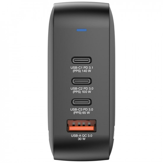 Wall Charger Verbatim Mini GaN 165W 3xUSB-C PD/1x USB-A QC black 32216