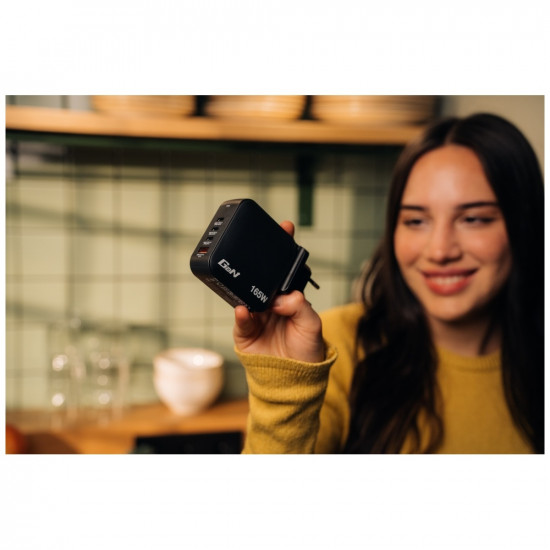 Wall Charger Verbatim Mini GaN 165W 3xUSB-C PD/1x USB-A QC black 32216