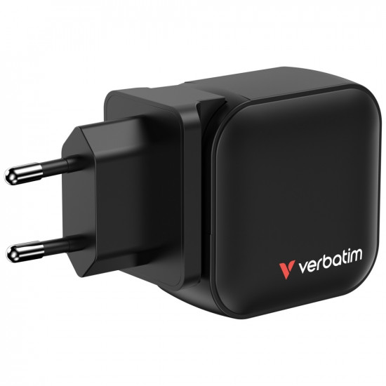 Wall Charger Verbatim Mini GaN 70W 2xUSB-C PD/1x USB-A QC black 32229