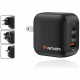 Wall Charger Verbatim Mini GaN 70W 2xUSB-C PD/1x USB-A QC black 32229